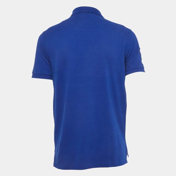 Pre Owned Polo Ralph Lauren Blue Embroidered Pique Custom Slim Fit  Polo T-Shirt M