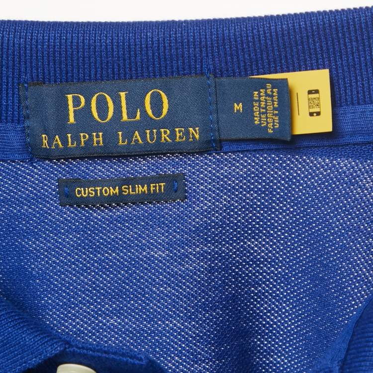 Pre Owned Polo Ralph Lauren Blue Embroidered Pique Custom Slim Fit  Polo T-Shirt M