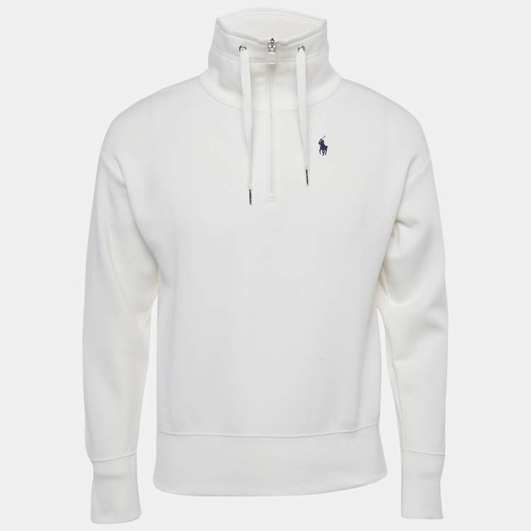 Pre Owned Polo Ralph Lauren White Cotton Zip-Up Sweatshirt XXS