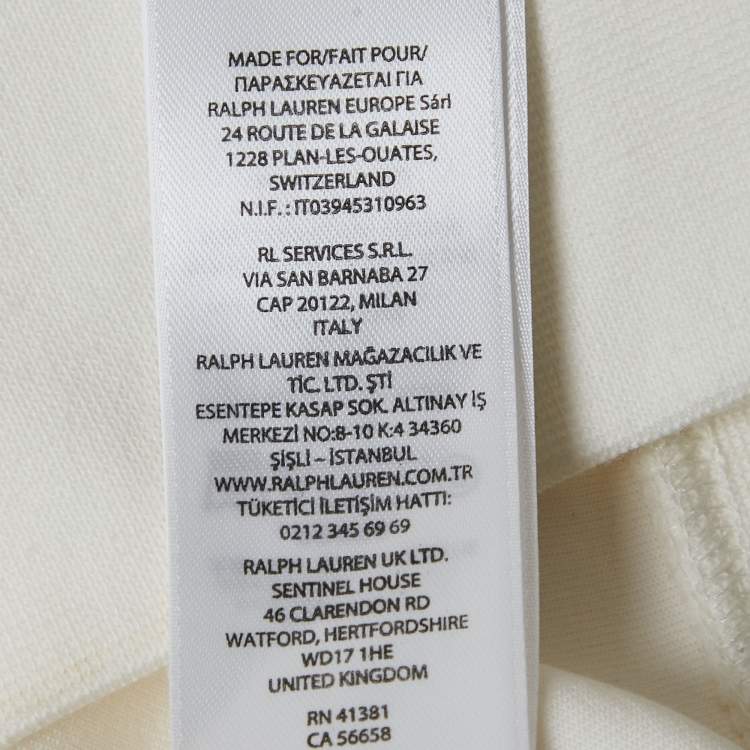 Pre Owned Polo Ralph Lauren White Cotton Zip-Up Sweatshirt XXS