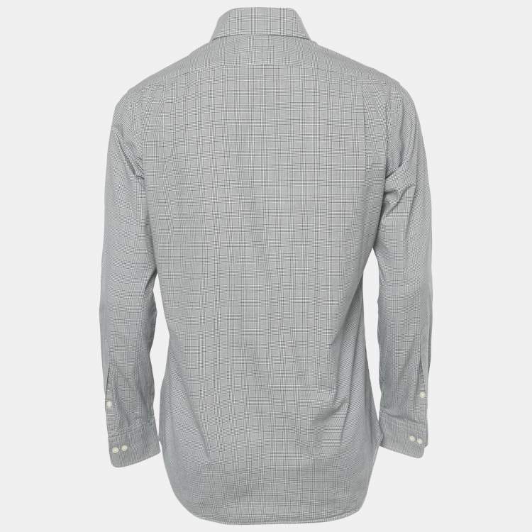 Pre Owned Polo Ralph Lauren Black /White Checkered Cotton Regent Custom Fit Shirt S 