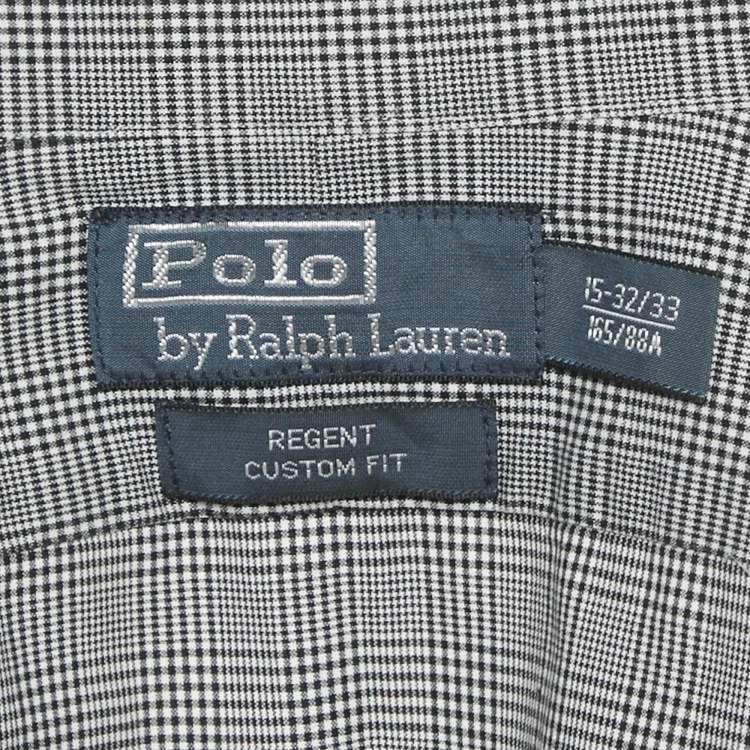 Pre Owned Polo Ralph Lauren Black /White Checkered Cotton Regent Custom Fit Shirt S 