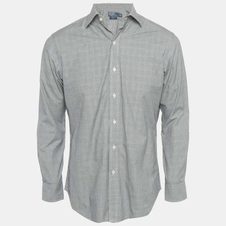 Pre Owned Polo Ralph Lauren Black /White Checkered Cotton Regent Custom Fit Shirt S 