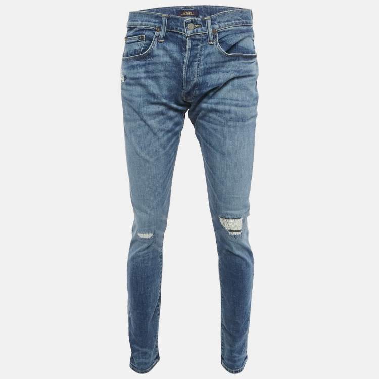 Pre Owned Polo Ralph Lauren Distressed Denim Slim Fit Sullivan Jeans M Waist 34"