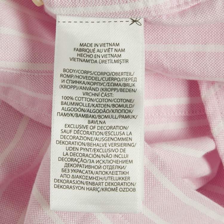 Pre Owned Polo Ralph Lauren Pink Stripe Cotton Slim Fit Button Front Shirt M