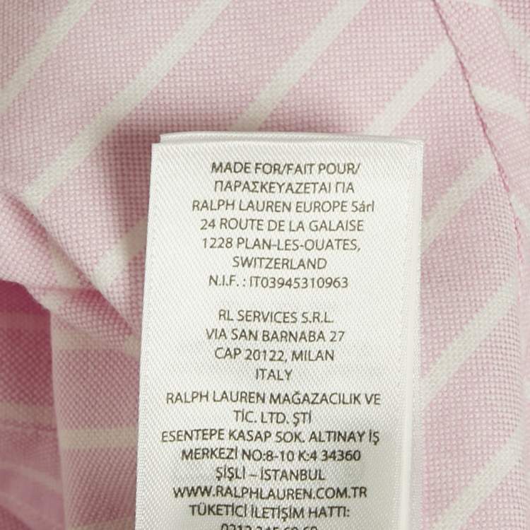 Pre Owned Polo Ralph Lauren Pink Stripe Cotton Slim Fit Button Front Shirt M