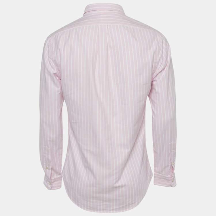 Pre Owned Polo Ralph Lauren Pink Stripe Cotton Slim Fit Button Front Shirt M