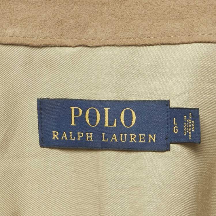 Pre Owned Polo Ralph Lauren Brown Suede Button Front Shirt L