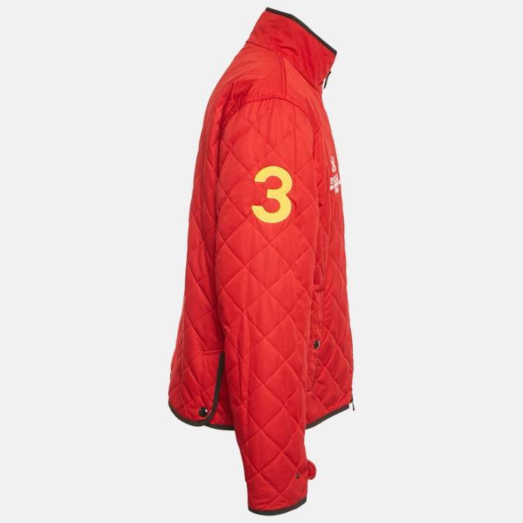 Pre Owned Polo Ralph Lauren Navy Blue /Red Synthetic Quilted Reversible Cross Country Jacket XL 