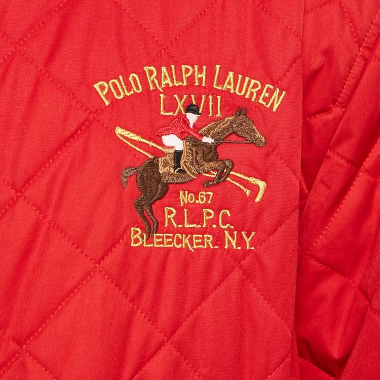 Pre Owned Polo Ralph Lauren Navy Blue /Red Synthetic Quilted Reversible Cross Country Jacket XL 