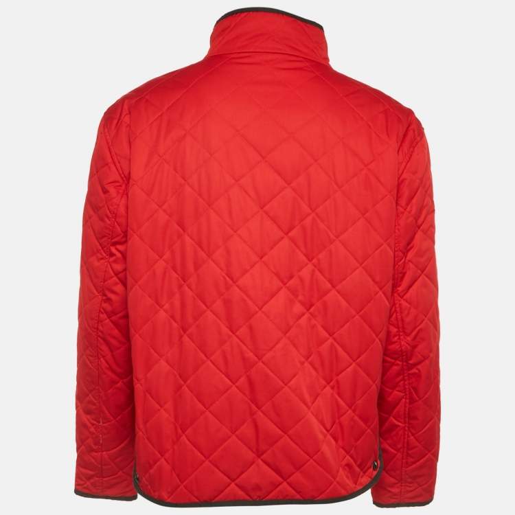 Pre Owned Polo Ralph Lauren Navy Blue /Red Synthetic Quilted Reversible Cross Country Jacket XL 