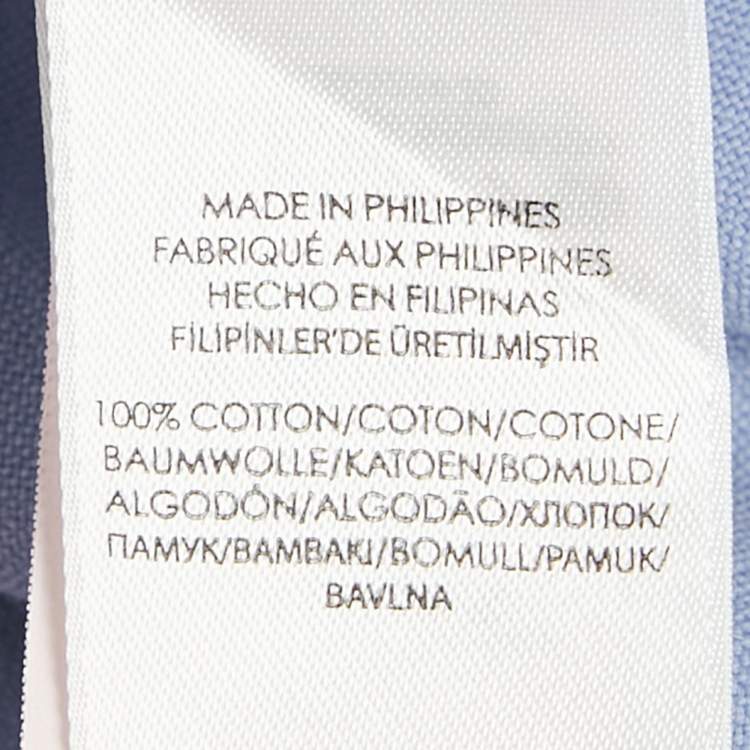 Pre Owned Polo Ralph Lauren Blue Logo Embroidered Cotton Shirt L