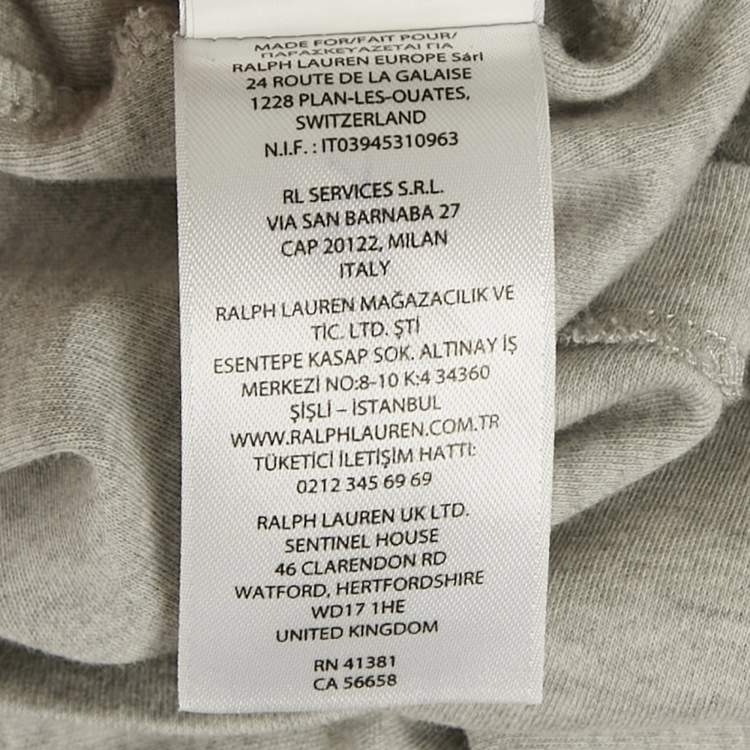 Pre Owned Polo Ralph Lauren Grey Mélange Cotton Custom Slim Fit T-Shirt XL
