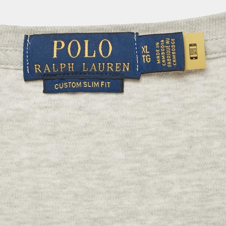 Pre Owned Polo Ralph Lauren Grey Mélange Cotton Custom Slim Fit T-Shirt XL