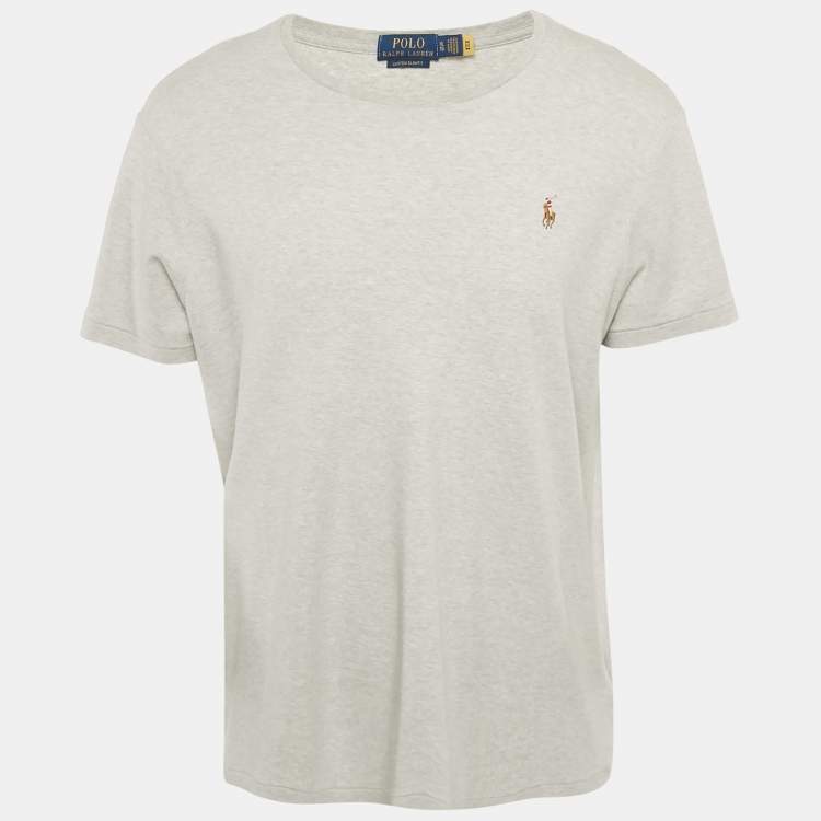 Pre Owned Polo Ralph Lauren Grey Mélange Cotton Custom Slim Fit T-Shirt XL