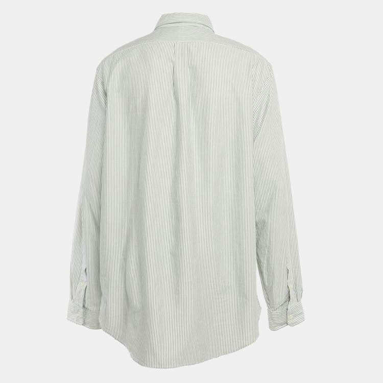 Pre Owned Ralph Lauren Green/White Striped Cotton Classic Fit Shirt XXL