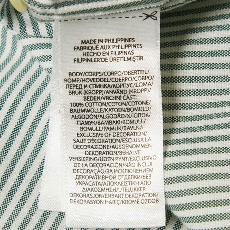 Pre Owned Ralph Lauren Green/White Striped Cotton Classic Fit Shirt XXL