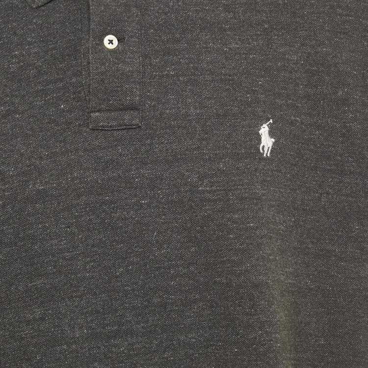 Pre Owned Polo Ralph Lauren Grey Logo Embroidered Cotton Classic Fit Polo T-Shirt XXL