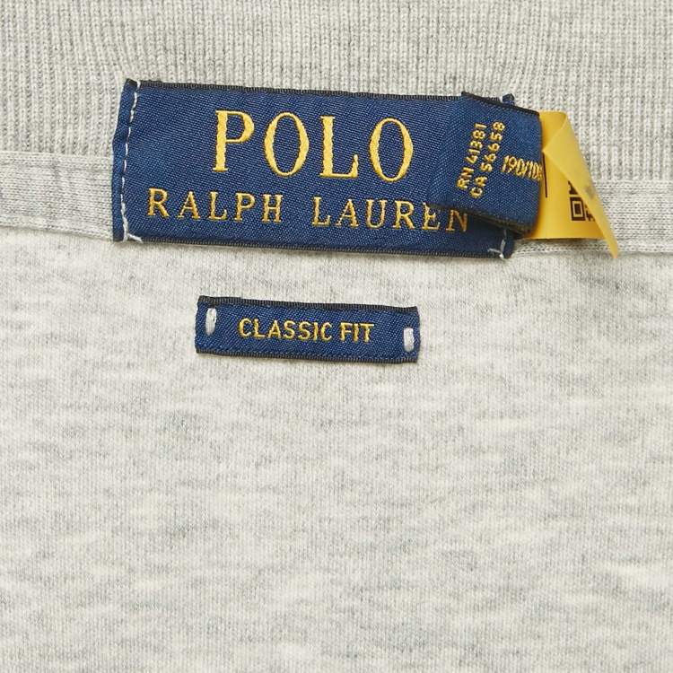 Pre Owned Polo Ralph Lauren Grey Logo Embroidered Cotton Polo T-Shirt XXL
