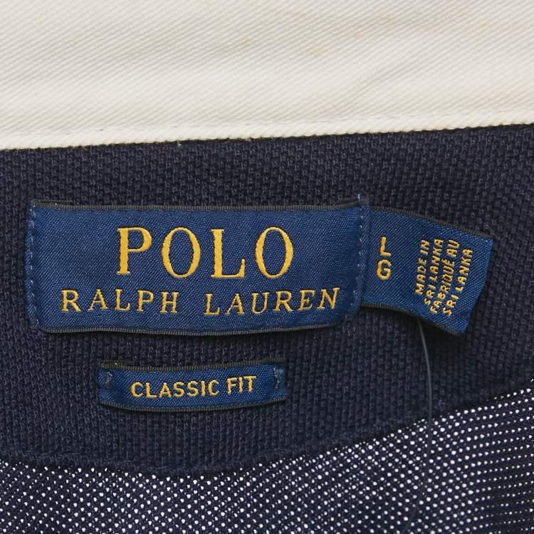 Pre Owned Polo Ralph Lauren Blue Applique Cotton Polo T-Shirt L