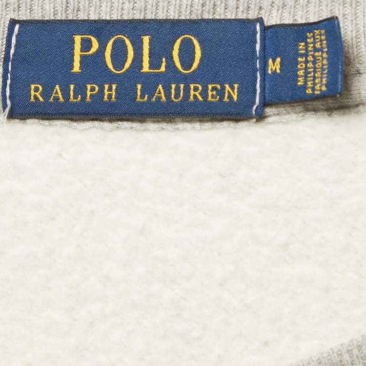 Pre Owned Polo Ralph Lauren Grey Cotton Polo Bear Sweatshirt M