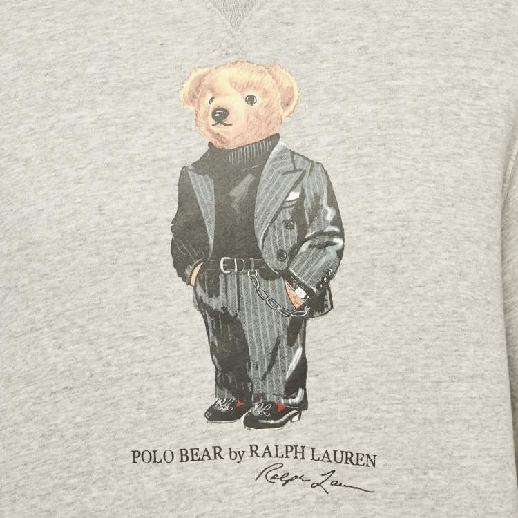 Pre Owned Polo Ralph Lauren Grey Cotton Polo Bear Sweatshirt M