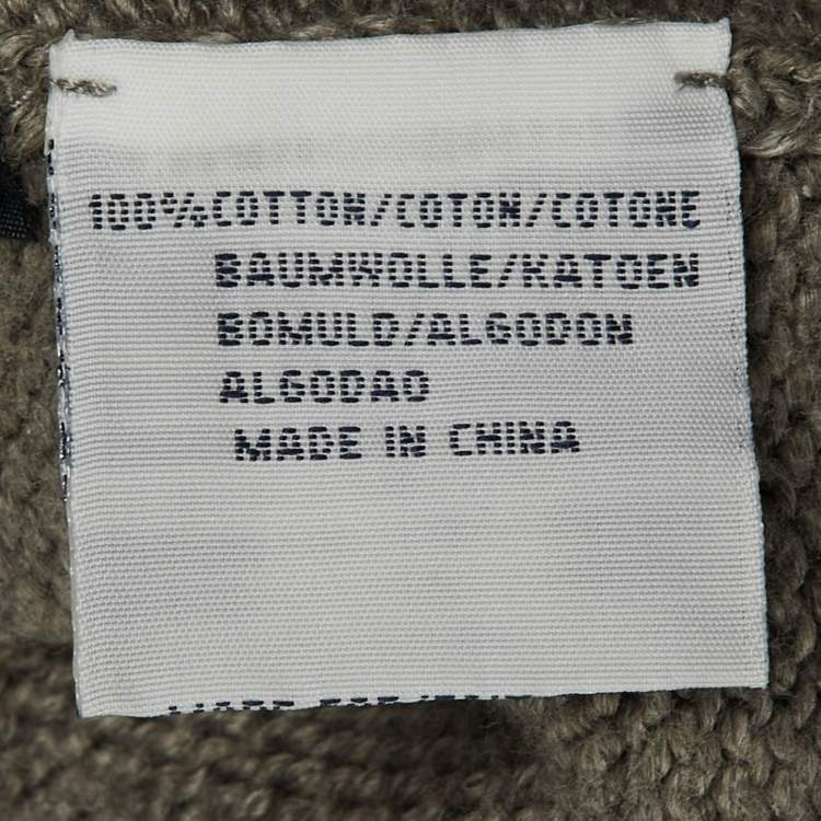 Pre Owned Polo Ralph Lauren Grey Cotton Knit High Neck Sweater L