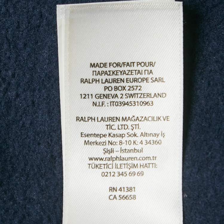 مملوكة مسبقًا Polo Ralph Lauren Navy Blue Logo Print Cotton Blend Sweatshirt S 