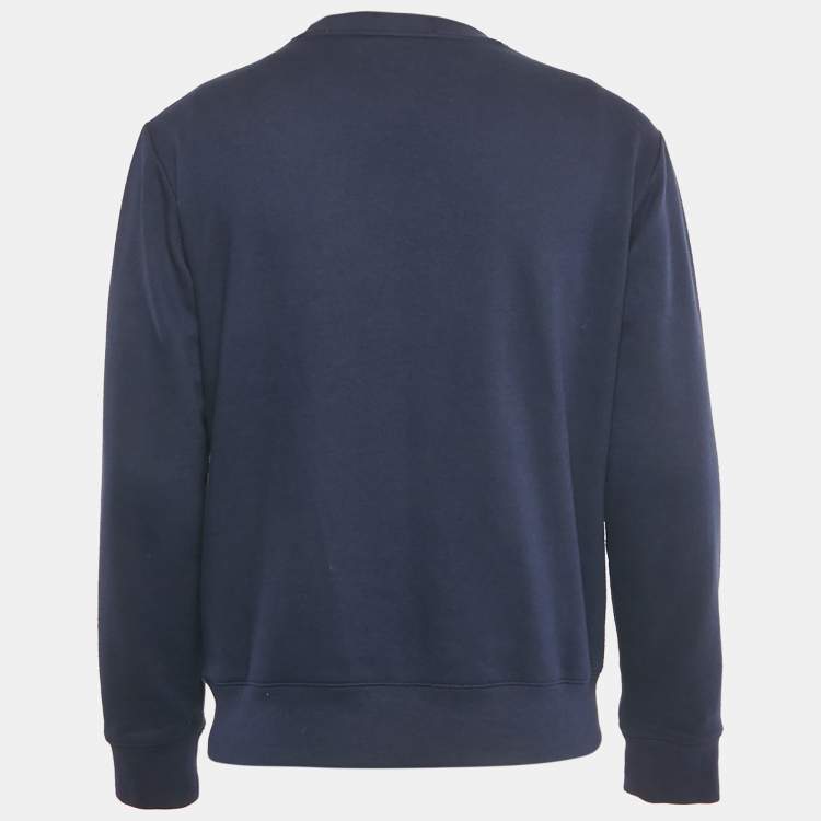 مملوكة مسبقًا Polo Ralph Lauren Navy Blue Logo Print Cotton Blend Sweatshirt S 