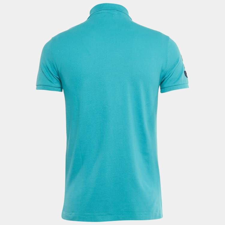 Pre Owned Polo Ralph Lauren Blue Logo Embroidered Cotton Polo T-Shirt S