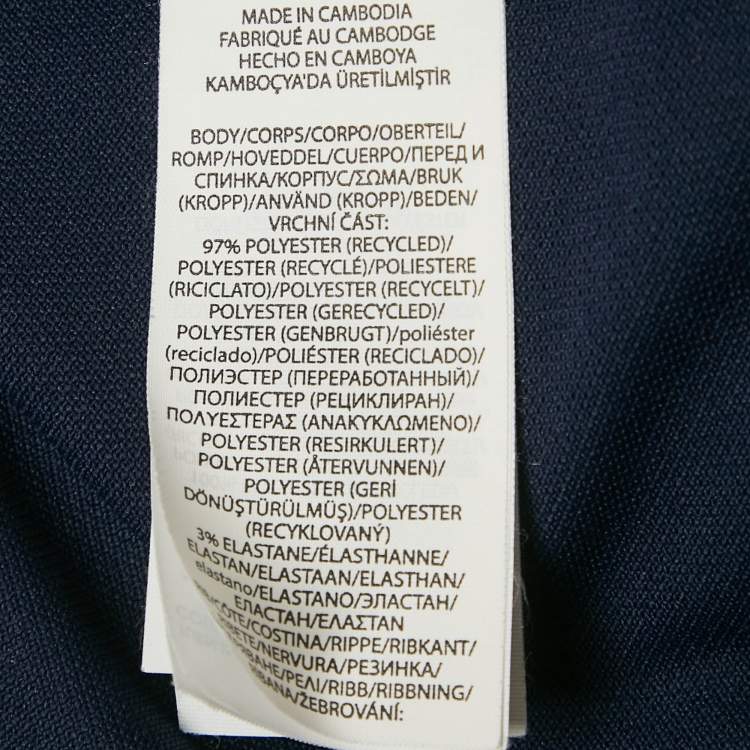 Pre Owned Polo Ralph Lauren Navy Blue Logo Print Jersey Polo T-Shirt L