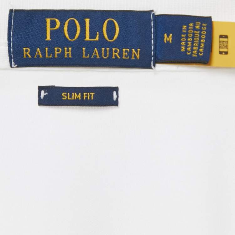 Pre Owned Polo Ralph Lauren White Jersey Polo T-Shirt M