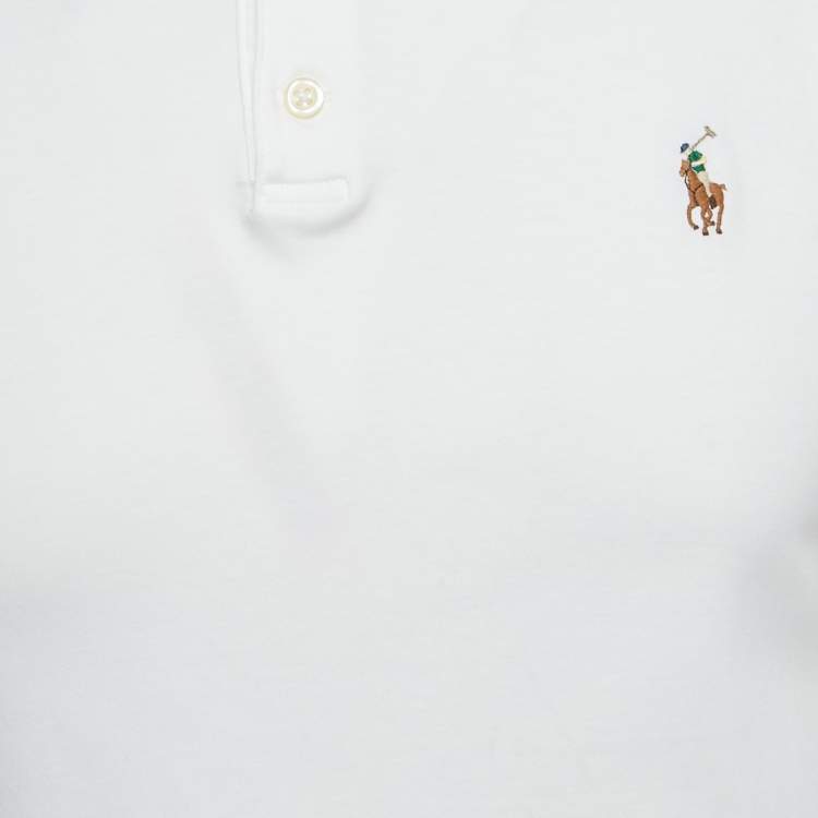 Pre Owned Polo Ralph Lauren White Jersey Polo T-Shirt M