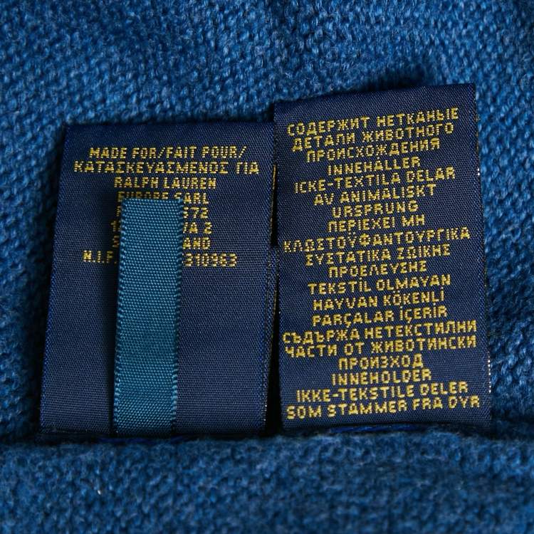 Pre Owned Polo Ralph Lauren Blue Wool Rib Knit Sweater XXL