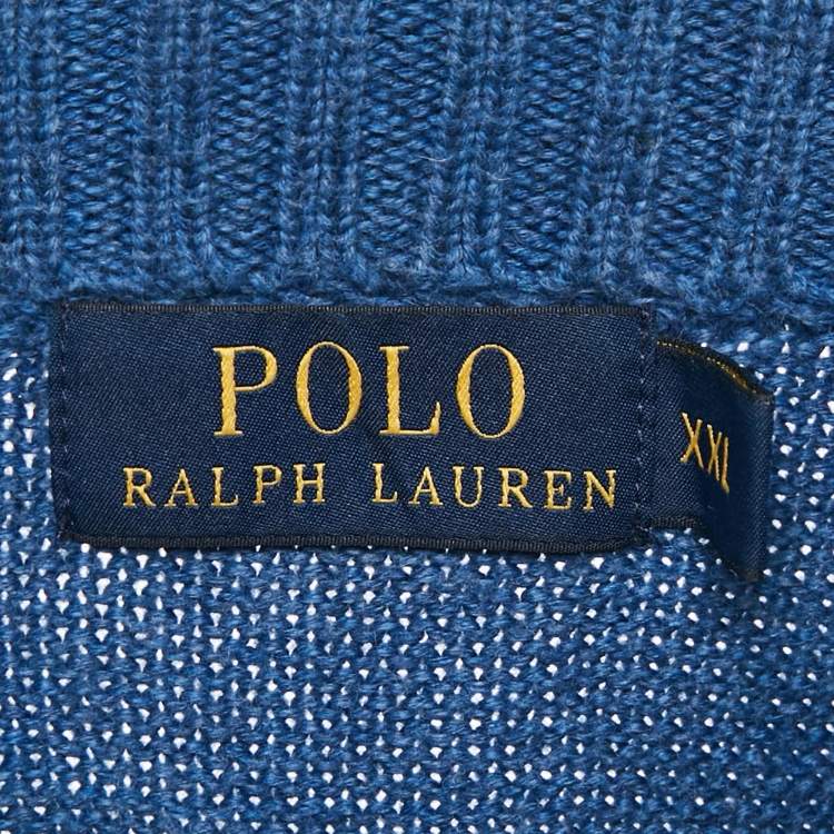 Pre Owned Polo Ralph Lauren Blue Wool Rib Knit Sweater XXL