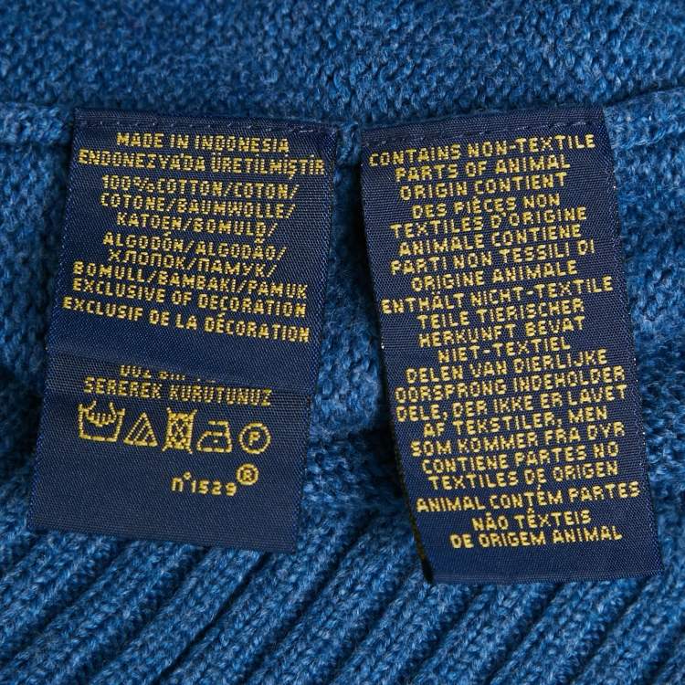 Pre Owned Polo Ralph Lauren Blue Wool Rib Knit Sweater XXL