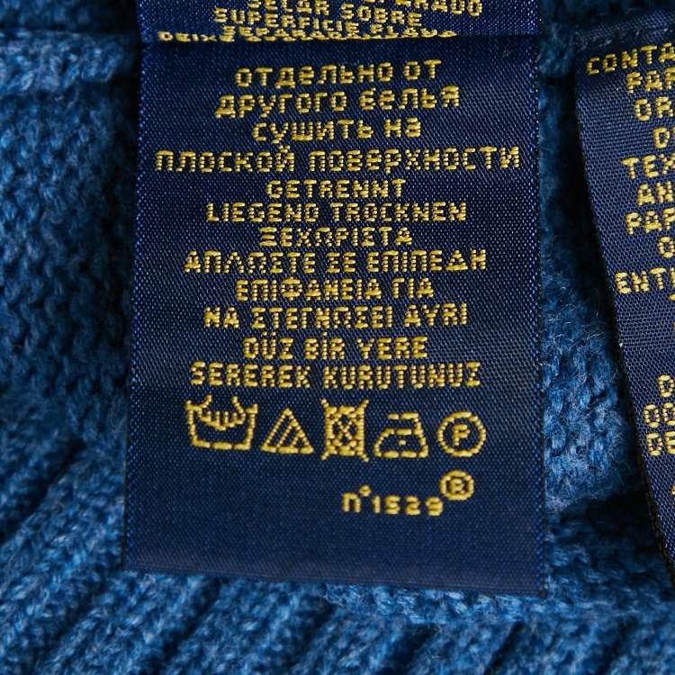 Pre Owned Polo Ralph Lauren Blue Wool Rib Knit Sweater XXL