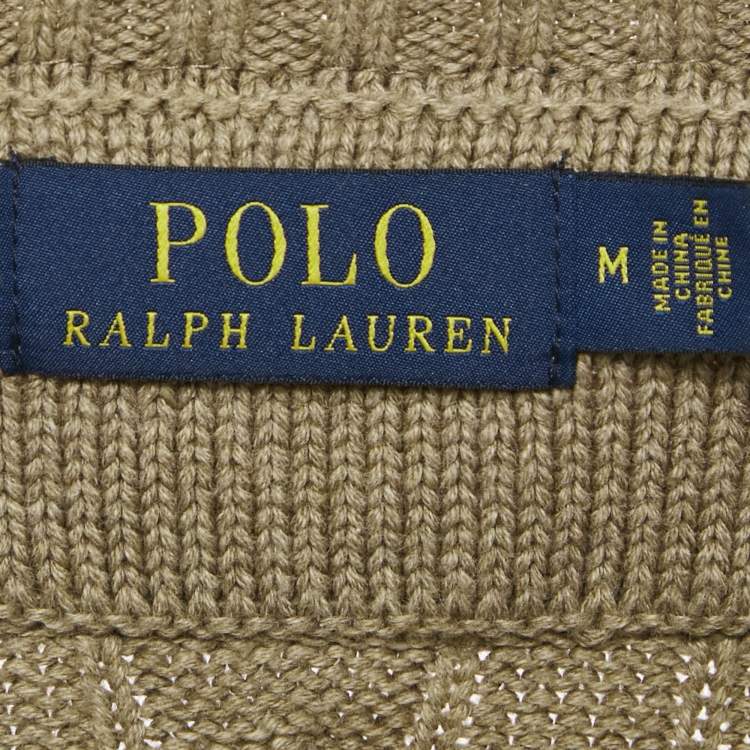 Pre Owned Polo Ralph Lauren Green Camouflage Tiger Applique Knit Pullover M