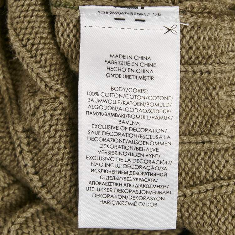 Pre Owned Polo Ralph Lauren Green Camouflage Tiger Applique Knit Pullover M