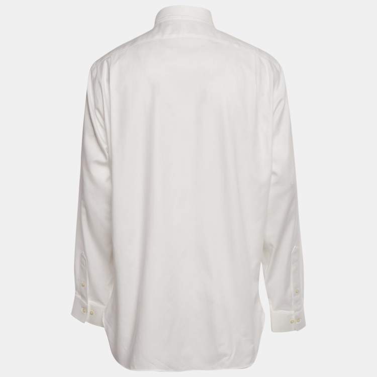 Pre Owned Polo Ralph Lauren White Logo Embroidered Cotton Shirt XL