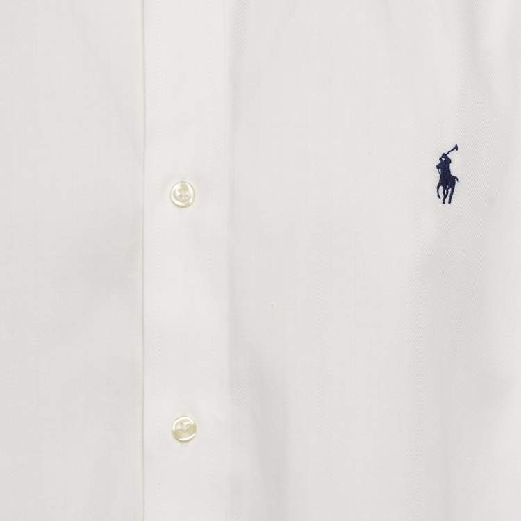 Pre Owned Polo Ralph Lauren White Logo Embroidered Cotton Shirt XL