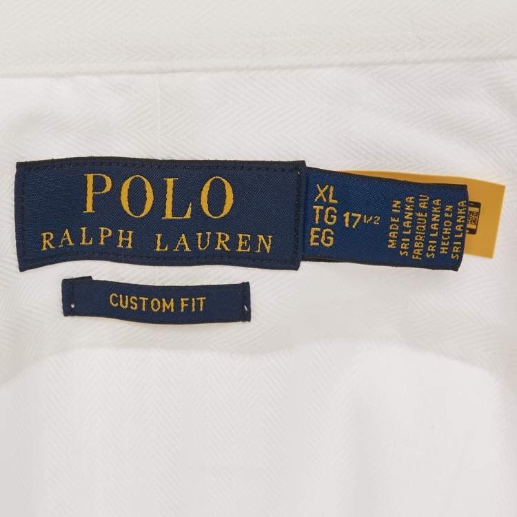 Pre Owned Polo Ralph Lauren White Logo Embroidered Cotton Shirt XL