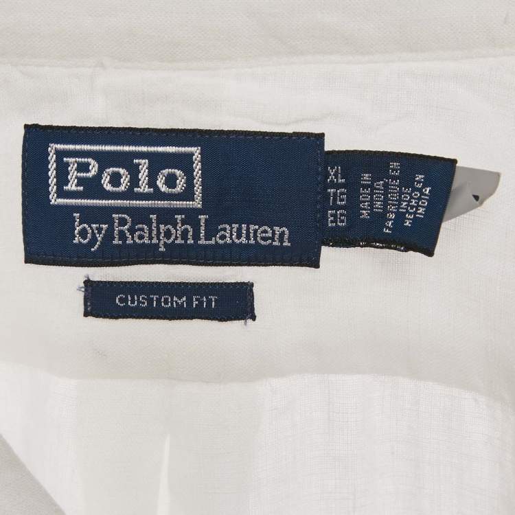 Pre Owned Polo Ralph Lauren White Logo Embroidered Linen Shirt XL