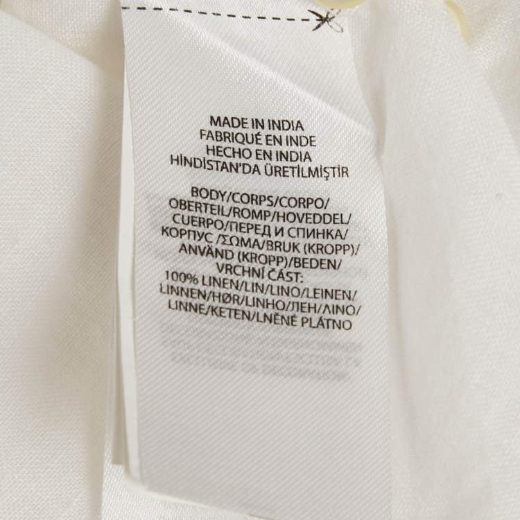 Pre Owned Polo Ralph Lauren White Logo Embroidered Linen Shirt XL