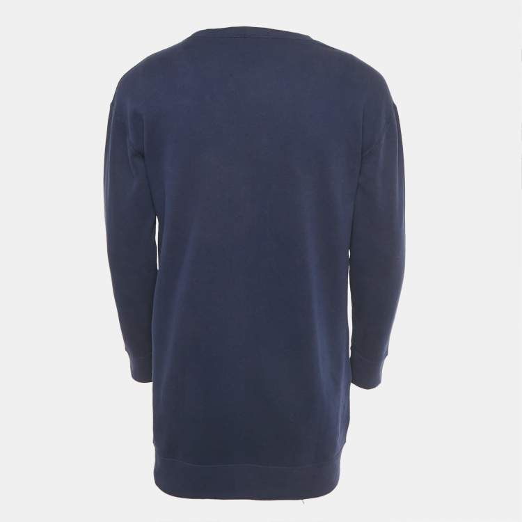 Pre Owned Polo Ralph Lauren Navy Blue Knit "P" Patch Letterman Jumper S