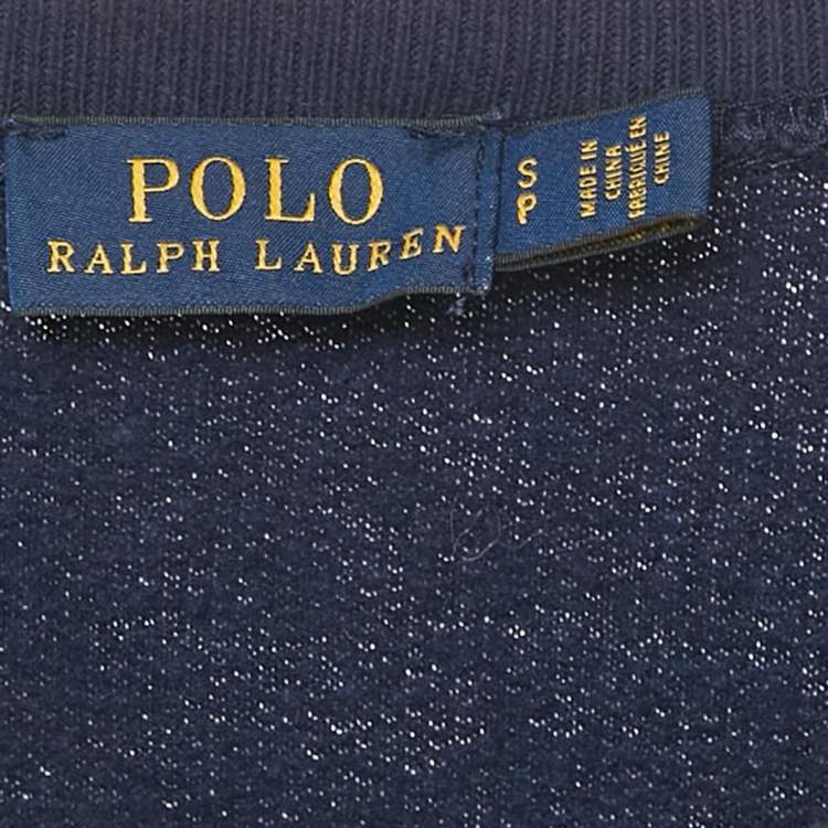 Pre Owned Polo Ralph Lauren Navy Blue Knit "P" Patch Letterman Jumper S