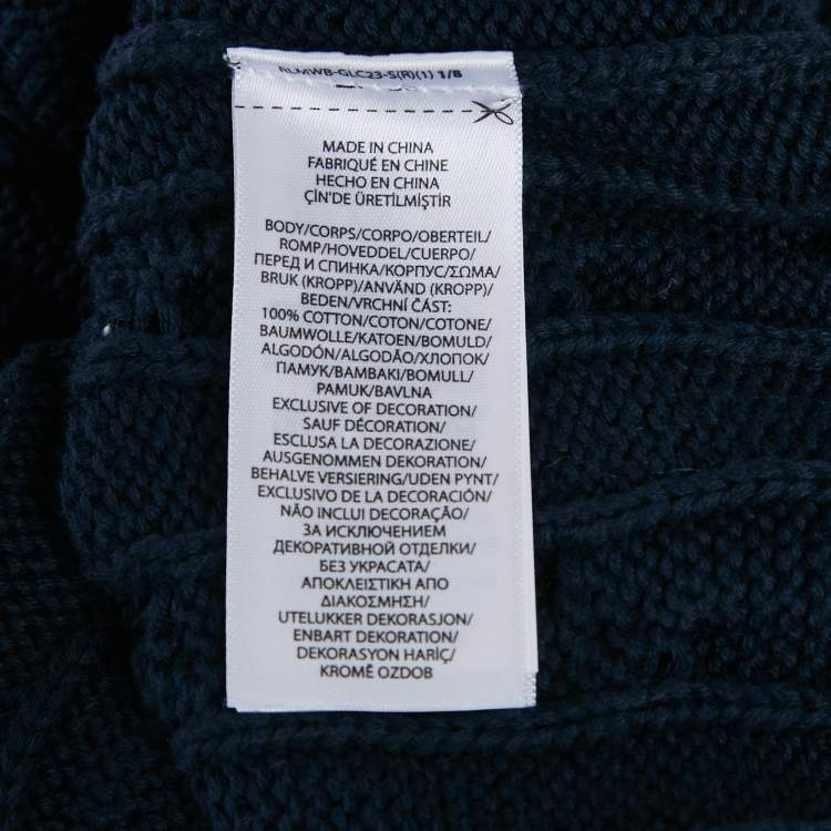 Pre Owned Polo Ralph Lauren Navy Blue Cable Knit V-Neck Vest L