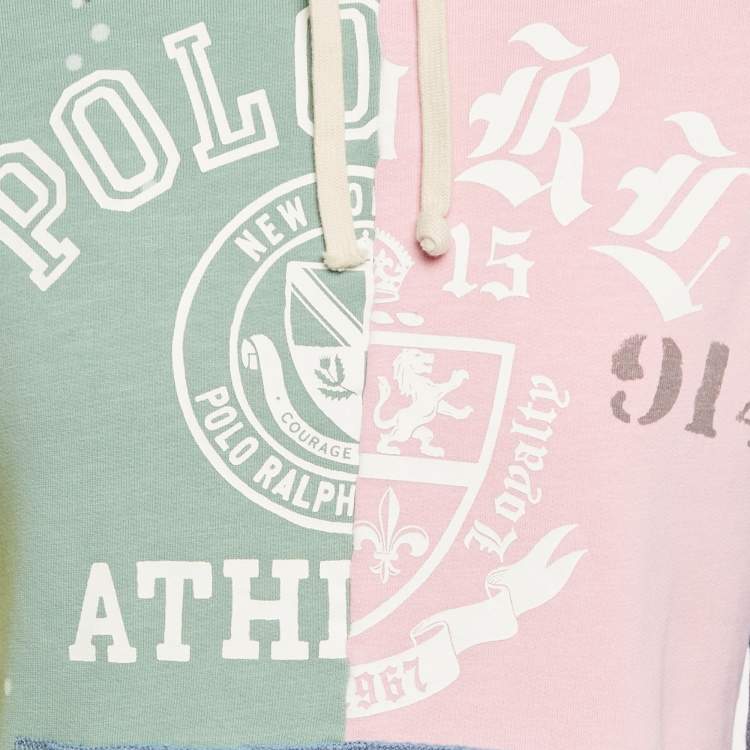Pre Owned Polo Ralph Lauren Multicolor Printed Patch Cotton Hoodie S