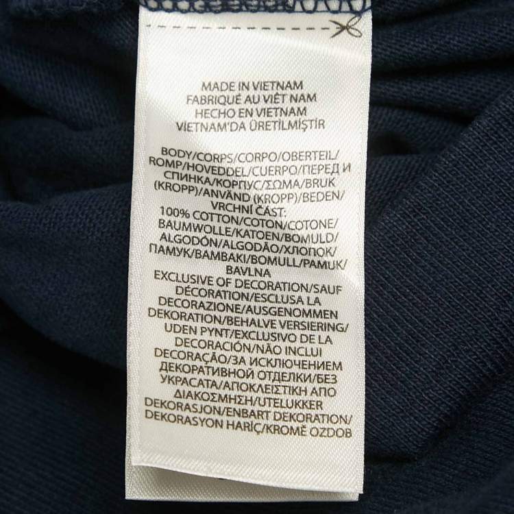Pre Owned Polo Ralph Lauren Navy Blue Logo Print Cotton Classic Fit T-Shirt XL
