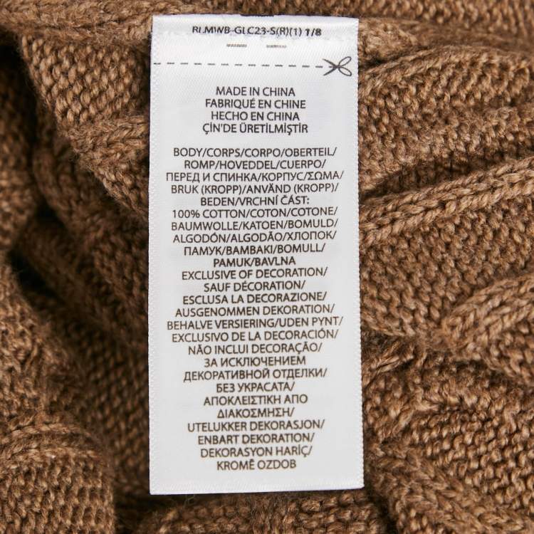 Pre Owned Polo Ralph Lauren Brown Cable Knit Crewneck Sweater L